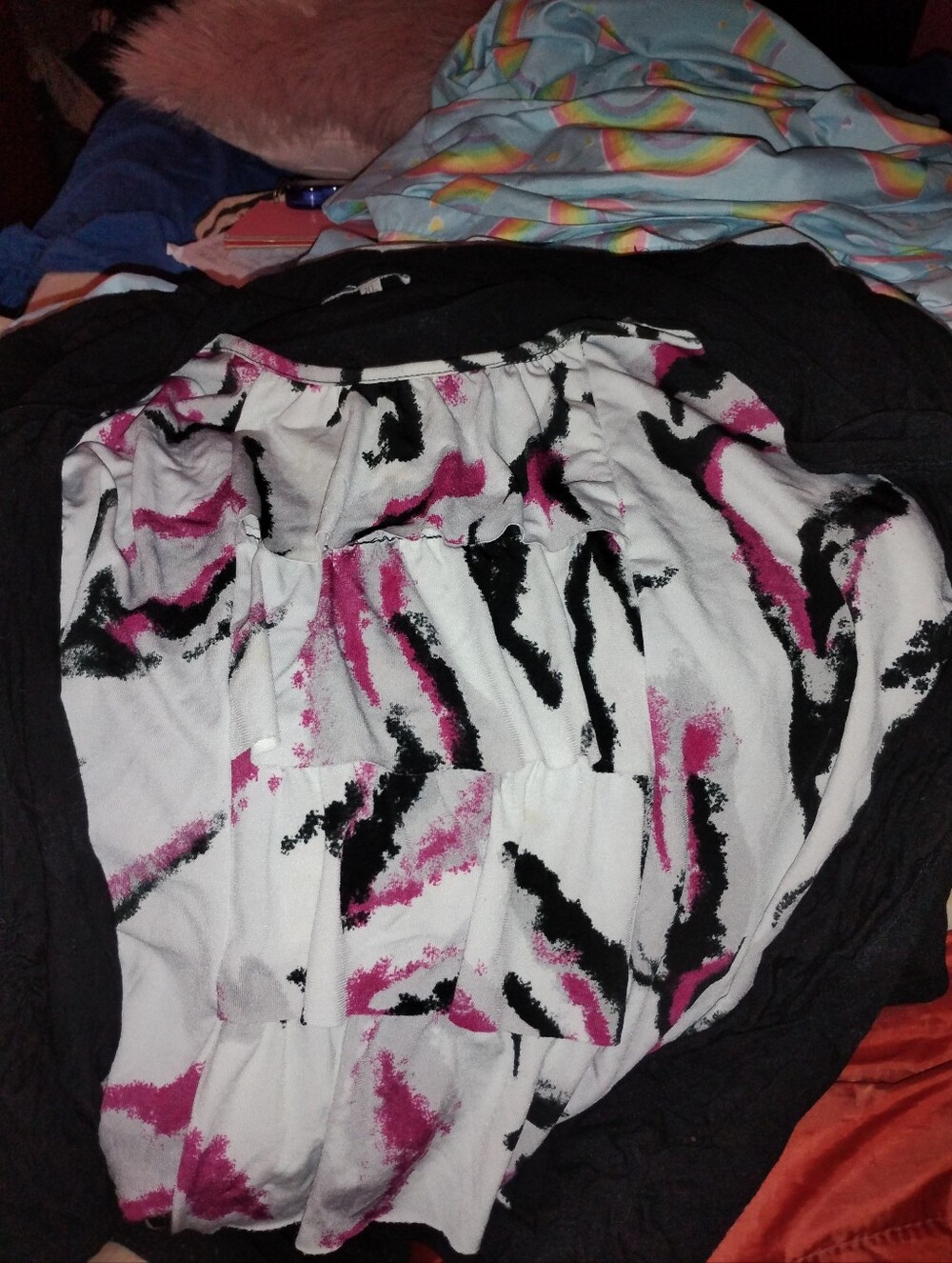Classic Edition black long sleeve top with a pink and white design